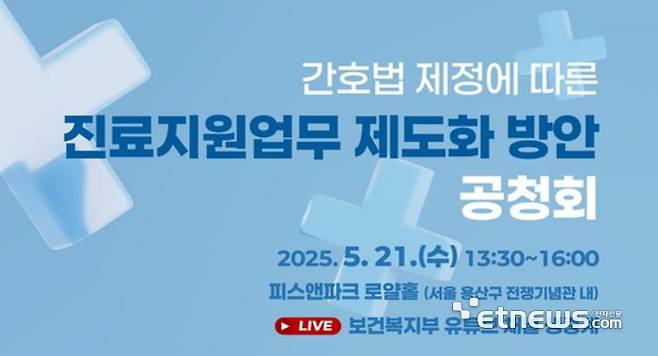 간호법 제정에 따른 진료지원업무 제도화 방안 공청회 포스터
