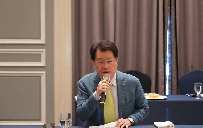 유종필 창업진흥원장은 21일 서울 여의도 캔싱턴 호텔에서 기자간담회를 열고 취임 소감과 함께 기관 운영 방향, 주요 정책과제 및 사업 추진 방안을 공유했다.(사진=창업진흥원)