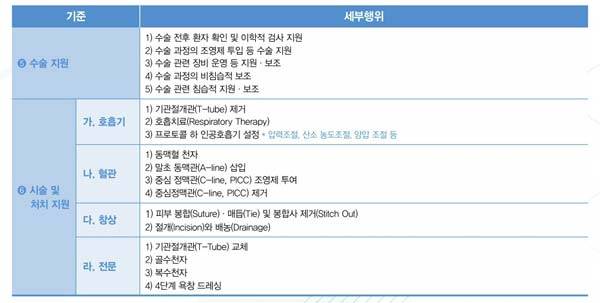 진료지원 업무 세부행위 중 일부./사진=보건복지부