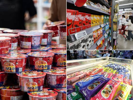 Instant noodles and snacks on display [NEWS1, YONHAP]