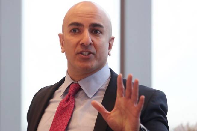 지난 2019년 3월 미국 뉴욕에서 닐 카시카리 미국 미니애폴리스 연방준비제도(Fed·연준) 총재가 연설하고 있다. [로이터]