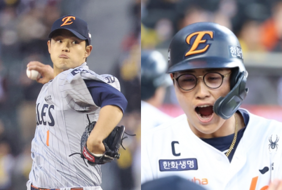 문동주(왼쪽)·채은성(오른쪽). 연합뉴스