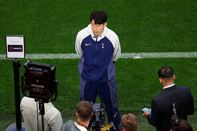 토트넘 손흥민이 21일 유로파리그 결승전을 하루 앞두고 인터뷰하고 있다. Getty Images코리아