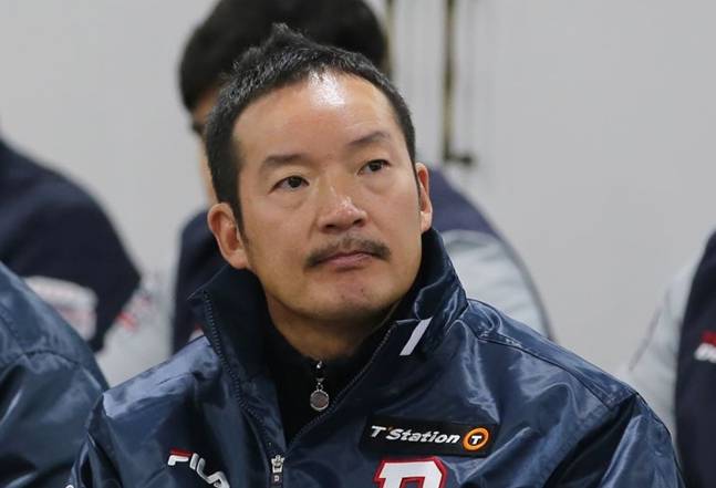 최경환 코치가 두산 소속일 당시의 모습. /사진=두산 베어스