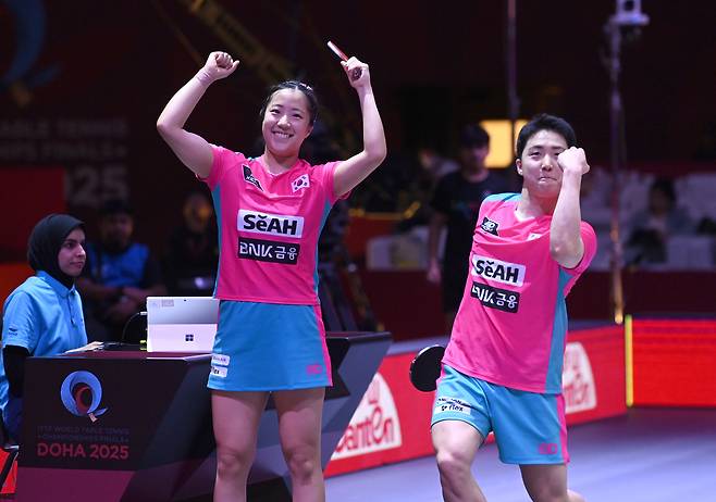 동메달을 확보한 혼성 복식 임종훈-신유빈 듀오뉴스1 ⓒ News1 사진공동취재단