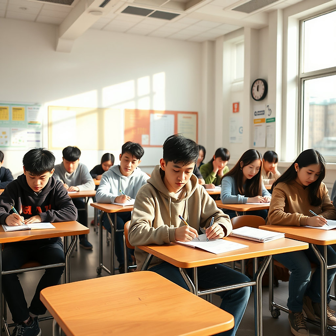 시험을 보는 학생들 모습 (AI로 이미지 생성)