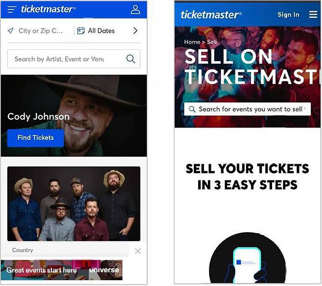 티켓마스터 서비스 이미지 / 출처=티켓마스터