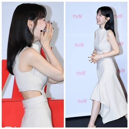 배우 박보영이 제작발표회 현장에서 가냘픈 허리라인으로 감탄을 자아냈다. 사진=천정환 기자