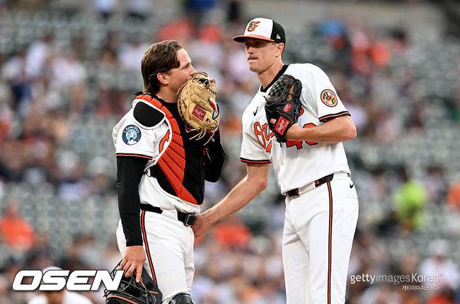 [사진] 볼티모어 애들리 러치맨과 카일 깁슨. ⓒGettyimages(무단전재 및 재배포 금지)