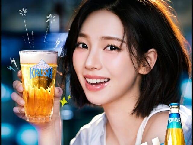 크러시 광고 모델 카리나. (사진=롯데칠성음료)