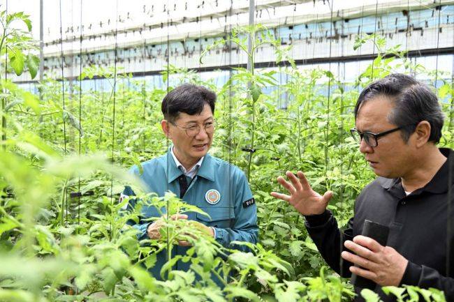 최훈식 장수군수가 지난 22일 강풍으로 피해를 입은 농가를 방문해 애로사항을 청취했다. 장수군 제공