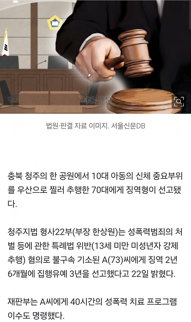 image.png 초등학생 여자아이 중요 부위 우산으로 찌른 70대