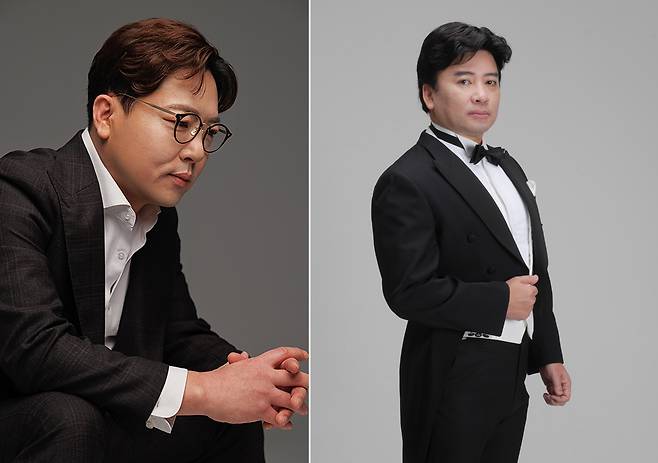 장민기(왼쪽) MK 글로리아 회장과 테너 이재욱. MK 글로리아 제공