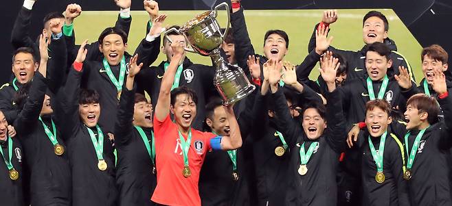 2019년 부산에서 열린 동아시안컵에서 우승한 축구대표팀 [대한축구협회 제공]