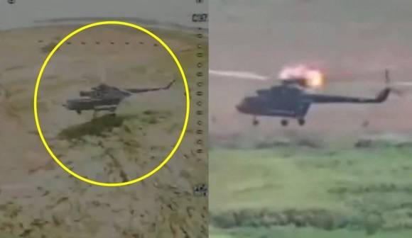 미얀마 반군이 소형드론으로 군사정권의 헬기를 파괴한 것으로 알려졌다. 영상 캡처