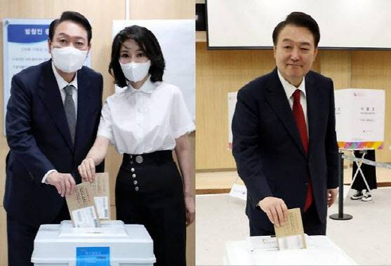 2022년 제8회 전국동시지방선거와 2024년 제22대 총선 당시 사전투표하는 윤석열 전 대통령. (사진=연합뉴스)