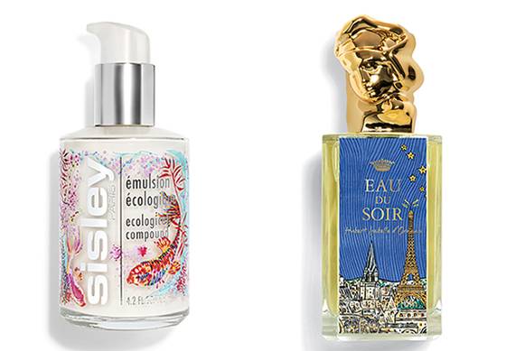 베스트셀러 ‘에뮐씨옹 에꼴로지끄’ 한정판 용기는 예술가 라지비우가 작업했다(사진 왼쪽), 시슬리의 아이코닉 향수 ‘오 뒤 스와르’ 용기는  폴란드 조각가 크리지스토프의 작품이다. [사진 시슬리 코리아]