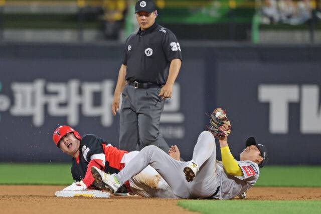 21일 KT전 2루에서 아웃된 이우성./KIA 타이거즈