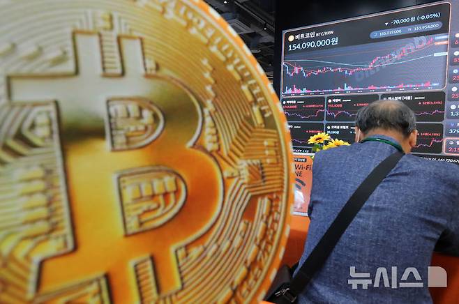 [서울=뉴시스] 김혜진 기자 = 비트코인이 연일 상승하며 역대 최고가를 기록한 23일 서울 강남구 빗썸 라운지 전광판에 비트코인 시세가 표시되고 있다. 2025.05.23. jini@newsis.com
