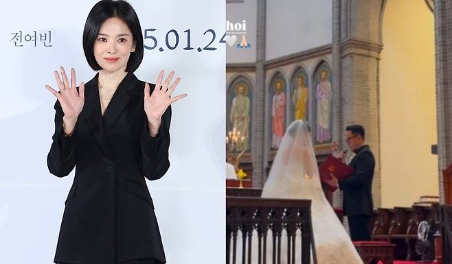 송혜교가 지인의 결혼식에 참석하며 오랜만에 근황을 전했다. 세계일보 자료사진, 송혜교 인스타그램 캡처