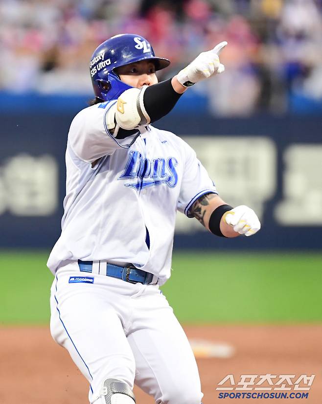 24일 대구 삼성라이온즈파크에서 열린 KBO리그 삼성과 KIA의 경기. 4회 2사 만루. 싹쓸이 3타점 2루타 날린 류지혁. 대구=송정헌 기자songs@sportschosun.com/2025.05.24/