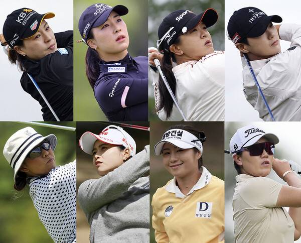 2025년 미국여자프로골프(LPGA) 투어 신설 대회인 '멕시코 리비에라 마야 오픈 앳 마야코바'에 출전한 전인지, 윤이나, 김세영, 박성현,&nbsp;신지은, 최혜진, 이정은6, 이정은5&nbsp;프로. 사진제공=ⓒAFPBBNews = News1
