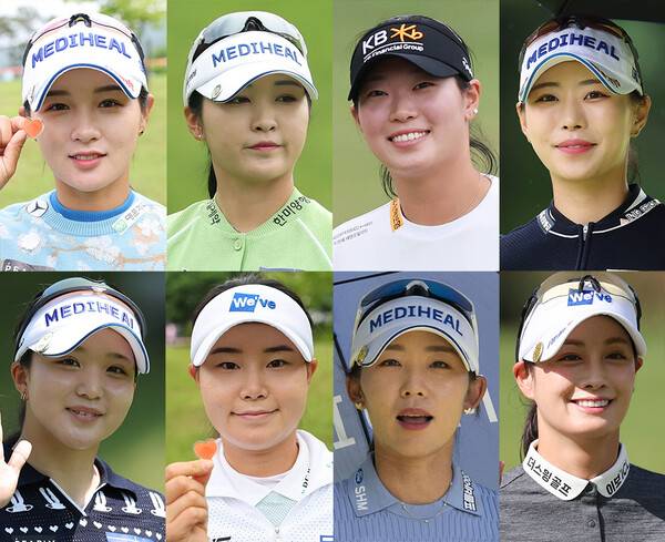 2025년 한국여자프로골프(KLPGA) 투어 제13회 E1채리티 오픈 대회에 출전한 박현경, 이예원, 방신실, 이채은2, 정지효, 임희정, 배소현, 박결&nbsp;프로. 사진제공=KLPGA