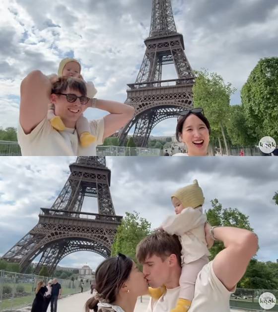 "출산 후 뇌 작동 NO" 국가비, 생후 9개월 딸+♥남편 조쉬와 파리 여행