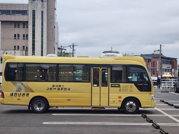 고령에서 대구 화원읍 설화명곡역까지 운행하는 고령군 임시버스.