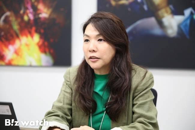 임수진 엔씨 AI 최고사업책임자(CBO)가 비즈워치와 인터뷰를 진행하고 있다./사진=비즈워치