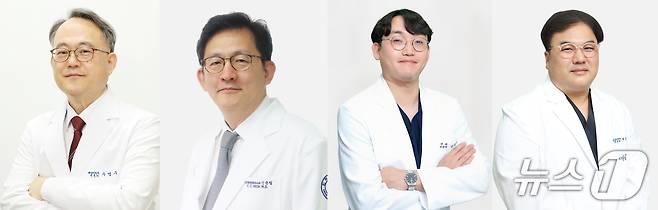 예방의학과 주영수 교수(사진 왼쪽부터), 심장외과 신윤철 교수, 소화기내과 강중희 교수, 응급의학과 박은석 교수.