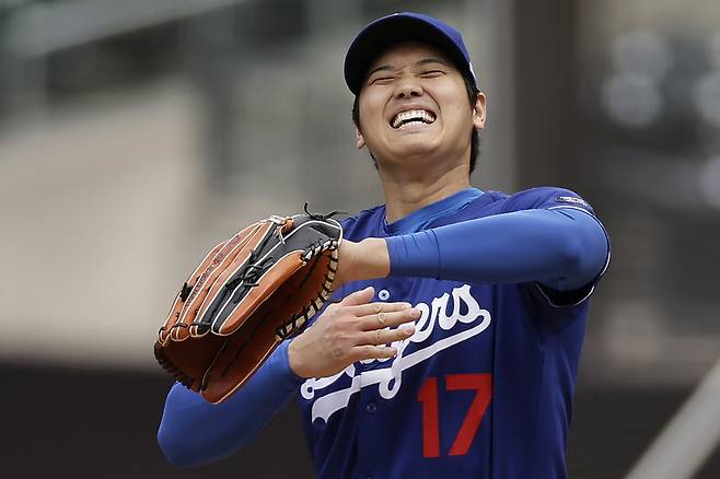 첫 라이브 피칭에 나선 LA 다저스 오타니 쇼헤이. AP연합뉴스