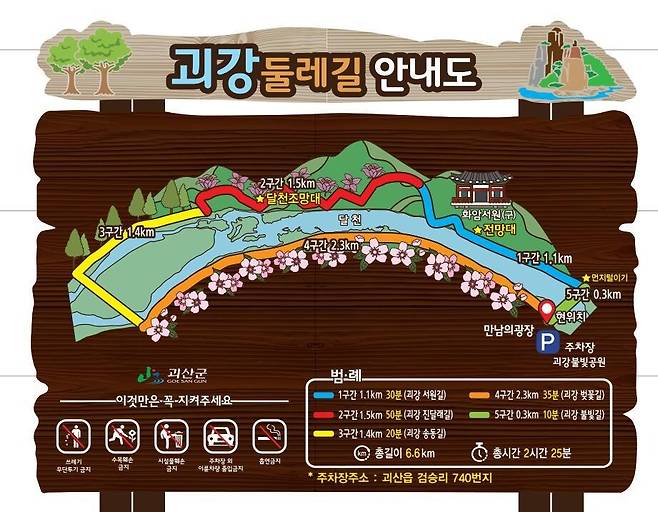 괴강 둘레길 안내도. 괴산군 제공