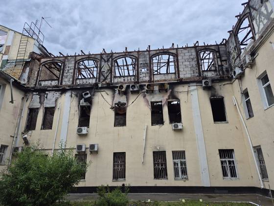 우크라이나 키이우주 이르핀시의 부서진 대학 건물. 박현준 기자