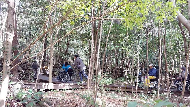 이젠 휠체어가 산으로도 간다. [서귀포치유의 숲 제공]