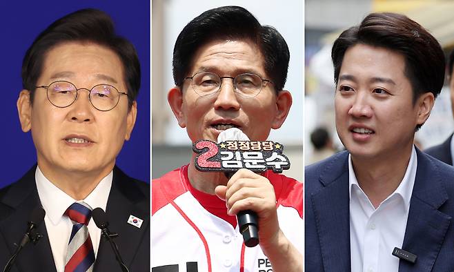 더불어민주당 이재명, 국민의힘 김문수, 개혁신당 이준석 대선 후보(왼쪽부터). 뉴시스