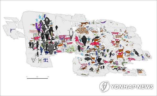 울산 반구대 암각화 주암면의 실측 도면 [울산대 반구대암각화유적보존연구소 제공. 재판매 및 DB 금지]