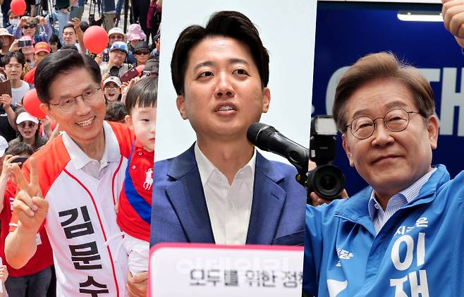 왼쪽부터 김문수 국민의힘 대선 후보, 이준석 개혁신당 대선 후보, 이재명 더불어민주당 대선후보. (사진 = 이데일리)