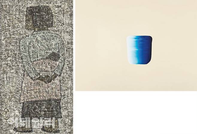 서울옥션·케이옥션이 5월 ‘미술품 메이저 경매’에 출품한 대표작. 이우환의 300호 규모 ‘대화’(Dialogue 2019, 218.5×291.3㎝·오른쪽)가 추정가 19억~25억원을 달고 서울옥션에 나선다. 왼쪽은 박수근의 ‘아기 업은 소녀’(1964, 29.3×16.1㎝). 케이옥션에서 시작가 7억 5000만원부터 호가를 높여간다(사진=서울옥션·케이옥션).