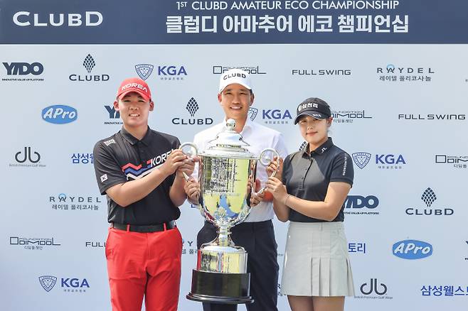 안성현, 최정훈 이도 대표이사, 서교림(왼쪽부터).&nbsp; &nbsp; 사진=대한골프협회 제공&nbsp;
