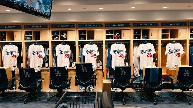 LA다저스 선수들의 라커룸