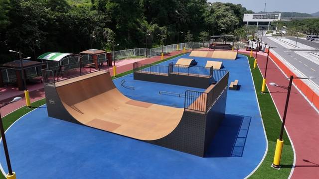 ▲ 영동군이 개장한 아동·청소년 전용 익스트림 스포츠장 전경.