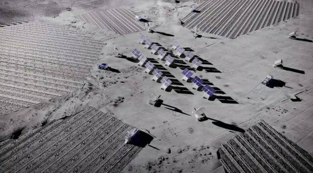 인터룬의 달 자원 추출 공장의 모습을 보여주는 렌더링 (출처=인터룬)