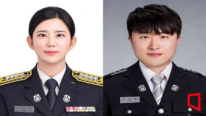 사진 왼쪽 소방장 고현정, 진성완/부여소방서