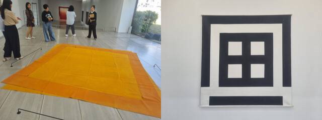 루이스 칸의 ‘벽/벽’(면에 유화물감, 325×325㎝, 1973, 왼쪽)과 마크 드바드의 ‘무제’(자유형 캔버스에 아크릴릭, 149×149㎝, 1968).