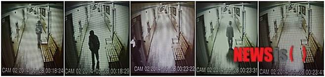 2014년 5월 전남 장성군의 효사랑요양병원에서 화재가 발생한 가운데 CCTV에 촬영된 방화범의 모습. /사진=뉴시스
