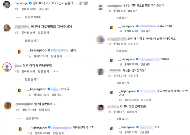 하정우가 팬들과 유쾌하게 소통하고 있다. / 하정우 인스타그램 캡처