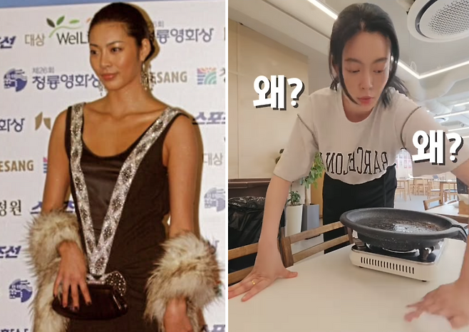 이기용의 모델 시절(왼쪽)과 식당에서 직원으로 일하고 있는 현재 모습. [이기용 SNS]