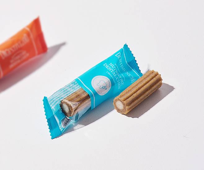 덴티뮨300은 기호성이 낮은 기능성 원료를 덴탈껌의 코어에 배합해 씹는 행위를 통해 자연스럽게 영양 성분까지 섭취할 수 있도록 설계된 것이 특징이다(어반포즈 제공). ⓒ 뉴스1