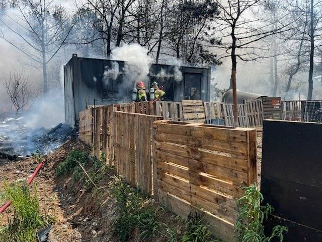 29일 오후 1시 35분쯤 경북 포항 남구 동해면 야산에 해군 해상 초계기 (P-3C)가 추락해 출동한 소방관이 진화작업을 벌이고 있다. 뉴스1